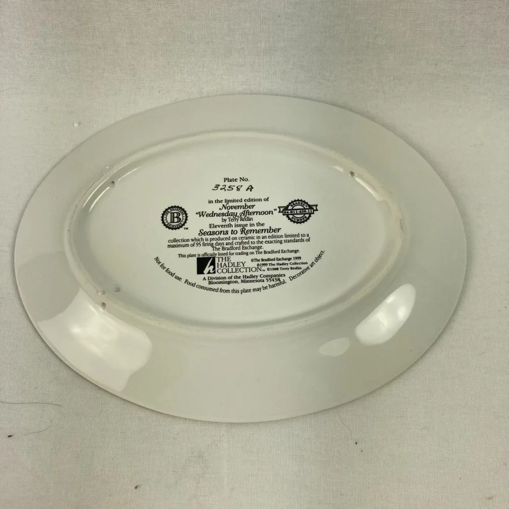 The Bradford Exchange NOVEMBER Wednesday Afternoon Plate Seasons to Remember ‘99